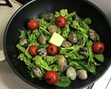 ワンパン！菜の花とアサリのバター酒蒸し作り方3写真