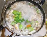 青梗菜・豚肉・豆腐・かき玉中華スープ作り方5写真