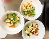 根菜茄子白菜ウスター梅ごま味温野菜サラダ作り方4写真