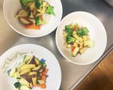 根菜茄子白菜ウスター梅ごま味温野菜サラダ作り方5写真