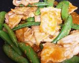 スナップエンドウと豚バラ肉の味噌炒め作り方4写真