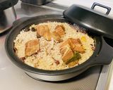 土鍋で豚の角煮炊き込みご飯作り方5写真