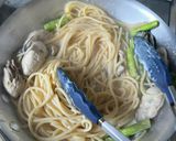牡蠣とアスパラのクリームパスタ作り方7写真