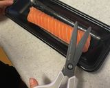 簡単&時短サーモンの刺身まな板包丁不要作り方1写真