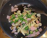 ハム・オクラ・しめじが入った炒り玉子豆腐作り方4写真