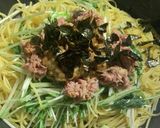 ワンパン！水菜とツナの納豆パスタ作り方5写真