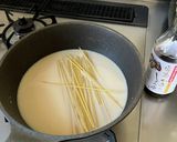 ワンパンで豆乳の和風チーズクリームパスタ作り方1写真
