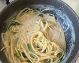 ワンパンで豆乳の和風チーズクリームパスタ作り方3写真
