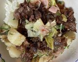 水菜とじゃがいも、キムチの牛丼　50作り方2写真