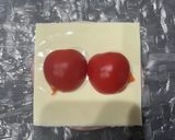 ライスペーパーでハムチートマト焼き作り方2写真