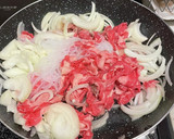 簡単時短牛肉玉ねぎすき焼き風（作り置き）作り方1写真