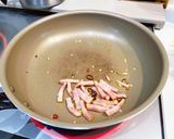 春菊サラダのようなペペロンチーノ風パスタ作り方5写真