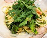 春菊サラダのようなペペロンチーノ風パスタ作り方10写真