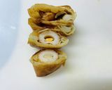 お手軽　おつまみ春巻き。焼鳥、チーズ竹輪作り方6写真