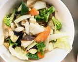 肉無チクワきな粉シチュー味茄子椎茸野菜炒作り方14写真