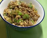 アスパラガスと豚のひき肉の玉子炒め丼57作り方2写真