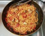 牡蠣とマッシュルームのトマトソースパスタ作り方9写真