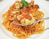 牡蠣とマッシュルームのトマトソースパスタ作り方10写真