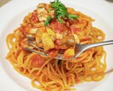 牡蠣とマッシュルームのトマトソースパスタ作り方11写真