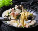 95℃ ほうれん草としめじ スープパスタ作り方37写真