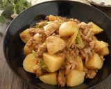 新じゃがとひき肉の味噌あんかけ作り方6写真