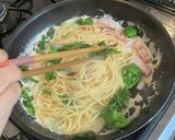 菜の花のホワイトソースパスタ作り方5写真