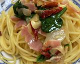 オニオンとほうれん草入り　ペペロンチーノ作り方14写真