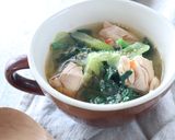 ちぢみほうれん草と鶏肉のピリ辛スープ作り方5写真