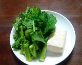 菜の花の豆腐ソース(ごま味噌味）作り方1写真