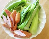 チンゲン菜とソーセージのサラダ☆副菜作り方1写真