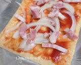 油揚げのピザ 玉ねぎベーコン作り方2写真