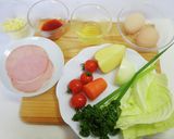 野菜とハムのオムレツ作り方1写真