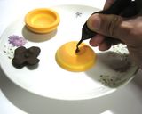 チョコで作った柿の器と柿の寒天ゼリー作り方11写真