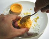 チョコで作った柿の器と柿の寒天ゼリー作り方8写真