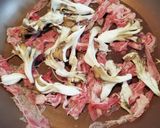 牛肉、舞茸、ケールの焼き肉スパゲティ作り方3写真