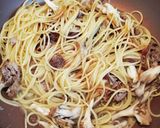 牛肉、舞茸、ケールの焼き肉スパゲティ作り方5写真