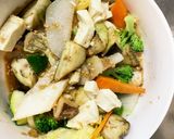肉無豆腐簡単コク旨さっぱり梅ごま味野菜炒作り方15写真