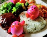 ゆで卵で♪カービィ♪ハンバーグプレート作り方11写真