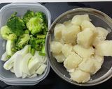 ジャガイモの鶏挽き餡作り方1写真