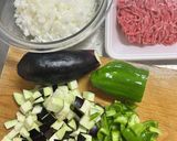 ナスとピーマンのキーマカレー《市販ルー》作り方1写真