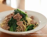 豚肉と小松菜の和風バター醤油パスタ作り方6写真