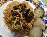 牛肉を赤ワインで煮込んだトマトパスタ作り方8写真