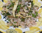 冷蔵庫ご飯で梅と紫蘇とエリンギのピラフ風作り方3写真
