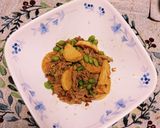 豚もも肉とタケノコと枝豆を焼肉のタレで！作り方2写真