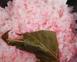 桜香る桜ごはん❀桜葉の塩漬けで炊きました作り方3写真