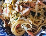 ベーコン＆椎茸のガーリックバジルパスタ作り方5写真