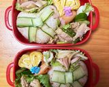 ハートの上にリボンをのせたお弁当作り方4写真