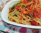 水菜とトマトのパスタ作り方6写真