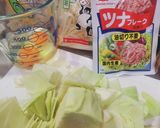 キャベツなもやしのたまごとじ丼作り方1写真