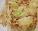キャベツなもやしのたまごとじ丼作り方8写真